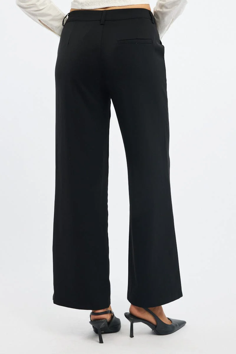 Black Wide Leg Pants Mid Rise - Image 5