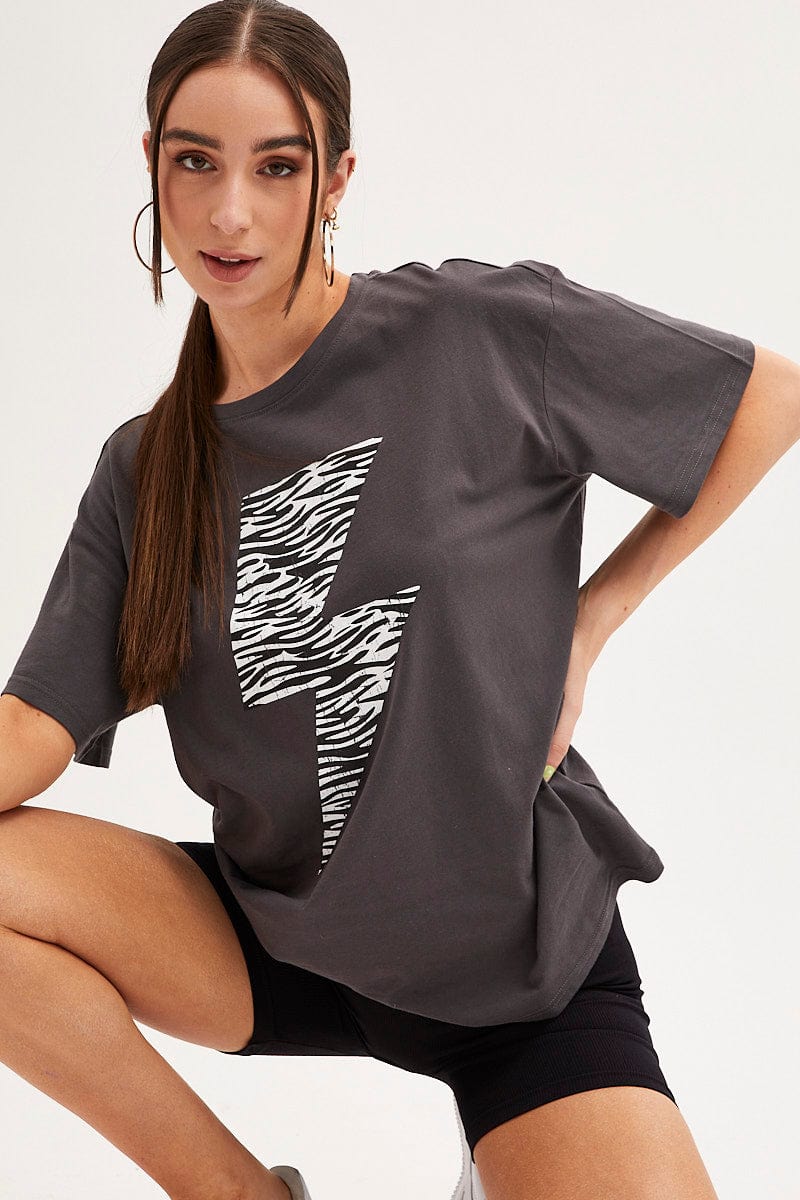 Black Zebra T-Shirt Crew Neck Oversized Cotton - Image 3