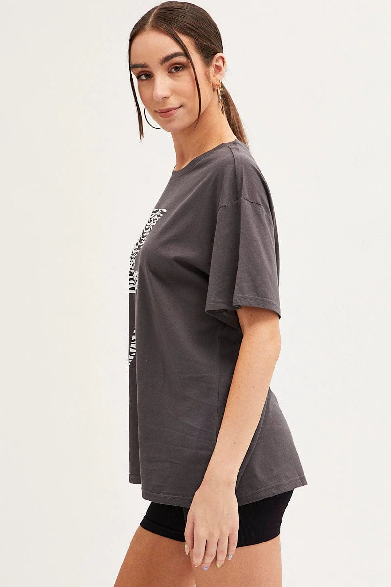 Black Zebra T-Shirt Crew Neck Oversized Cotton - Image 4