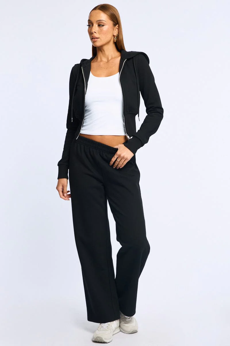 Black Zip Through Hoodie - Image 2