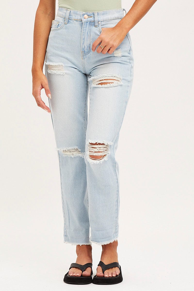 Blue Boyfriend Denim Jeans Mid Rise - Image 2