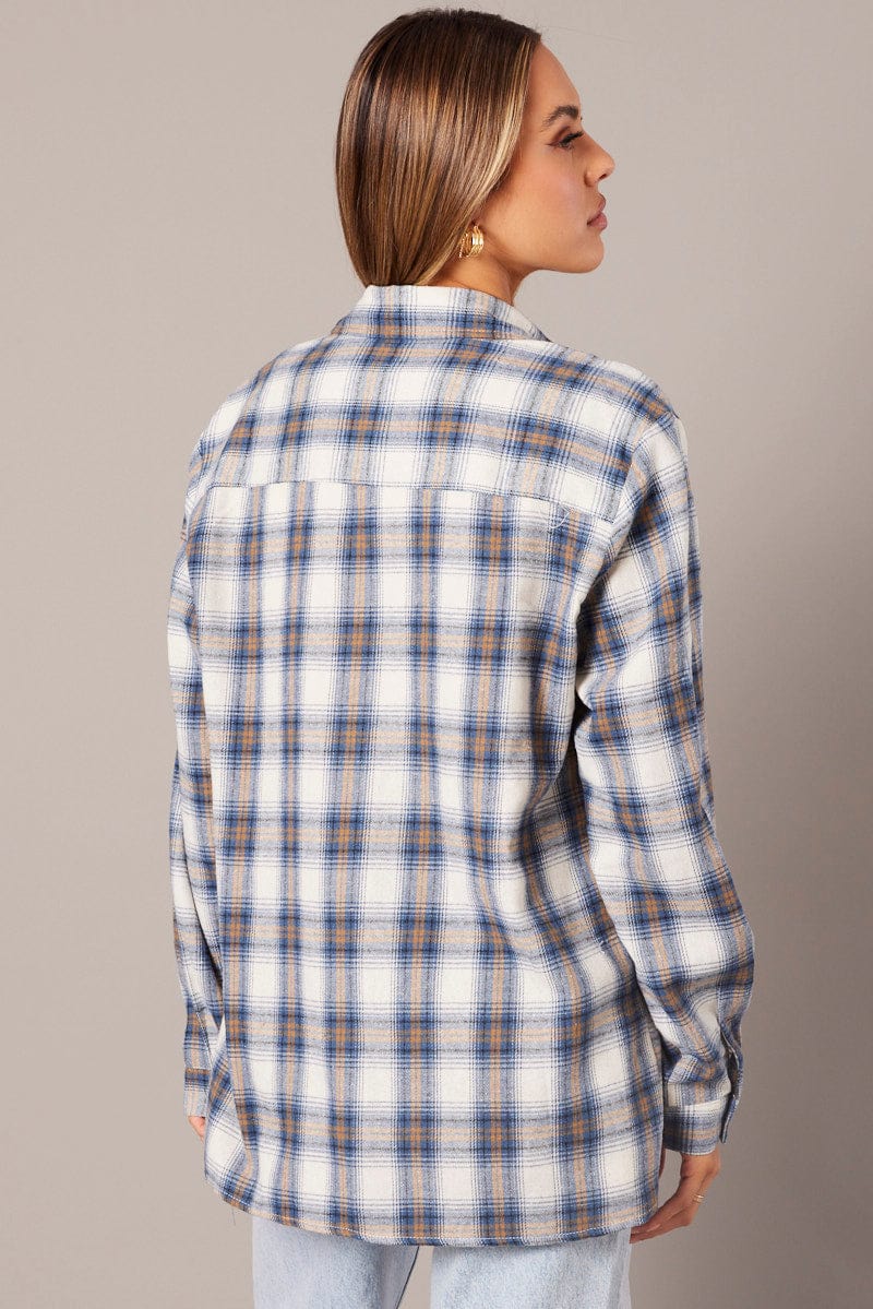 Blue Check Relaxed Shirt Long Sleeve - Image 5