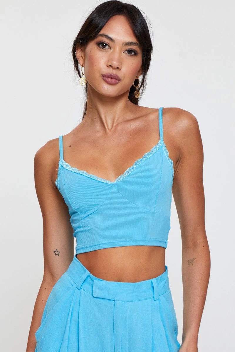Blue Crop Top Lace - Image 3