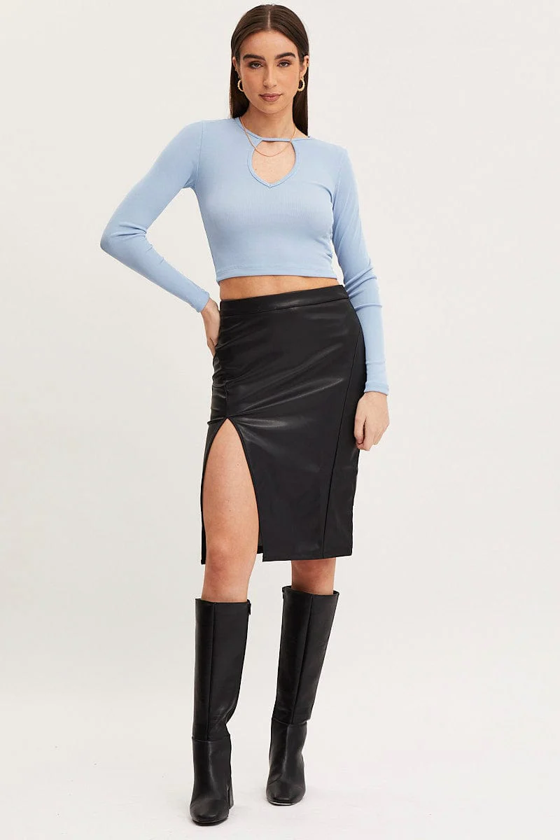 Blue Crop Top Long Sleeve - Image 2