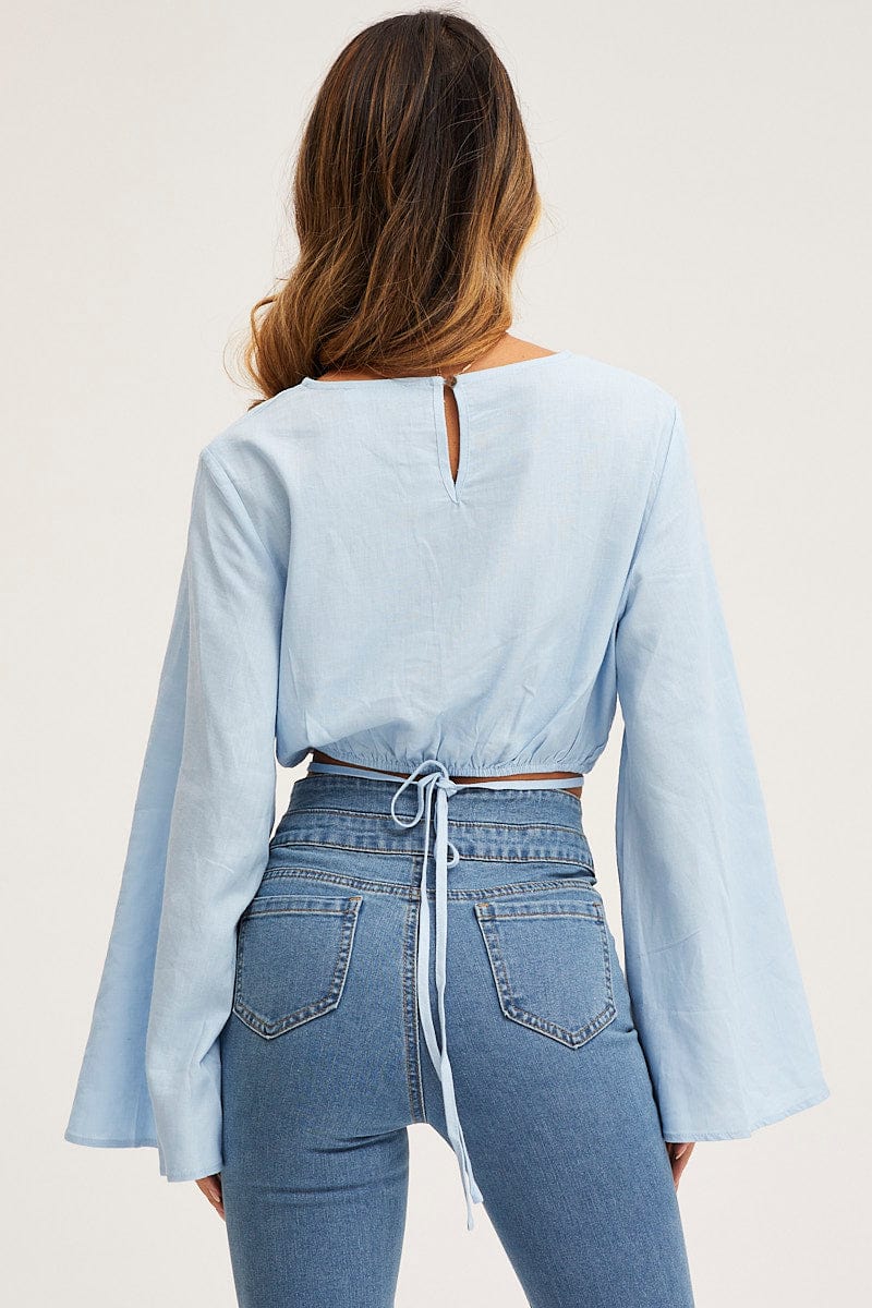 Blue Crop Top Long Sleeve - Image 5