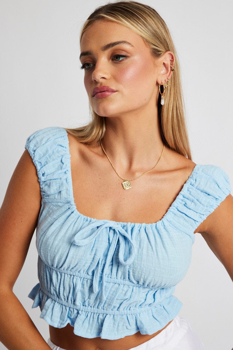 Blue Crop Top Short Sleeve - Image 3