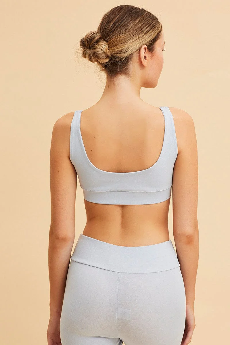 Blue Crop Top Square Neck Cotton Stretch - Image 5