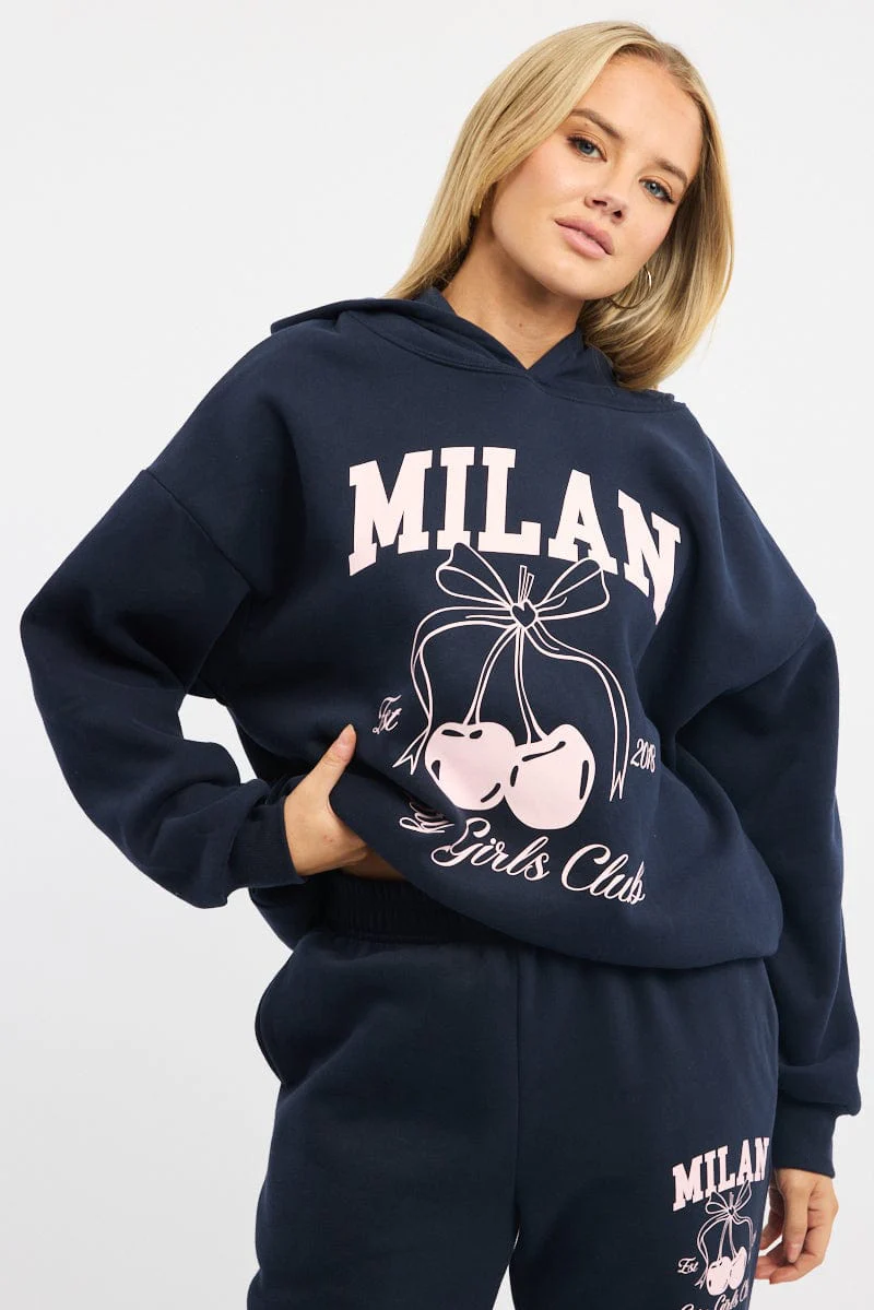 Blue Graphic Sweater Long Sleeve - Image 2