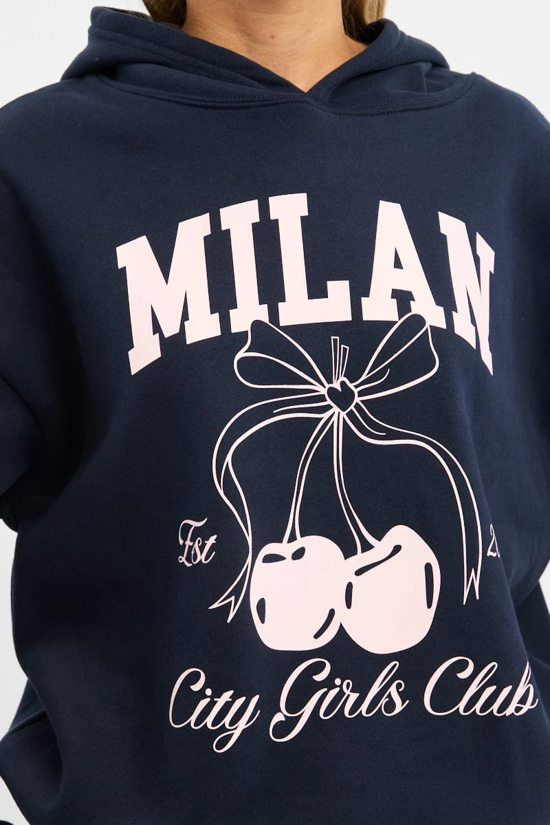 Blue Graphic Sweater Long Sleeve - Image 6