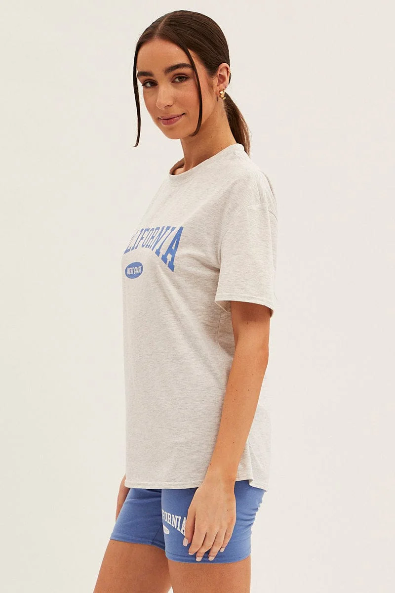 Blue Graphic T And Biker Shorts Set - Image 4