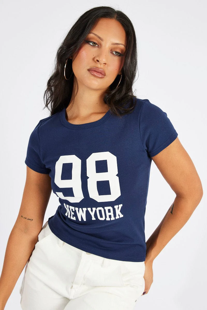 Blue Graphic Tee Short Sleeve - Image 3