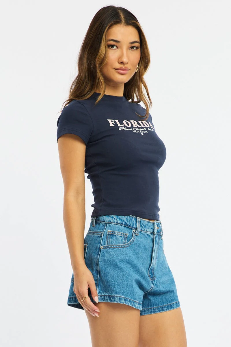 Blue Graphic Tee Short Sleeve - Image 8