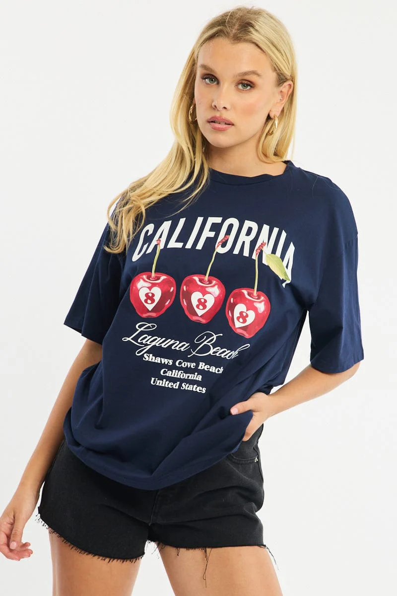 Blue Graphic Tee Short Sleeve