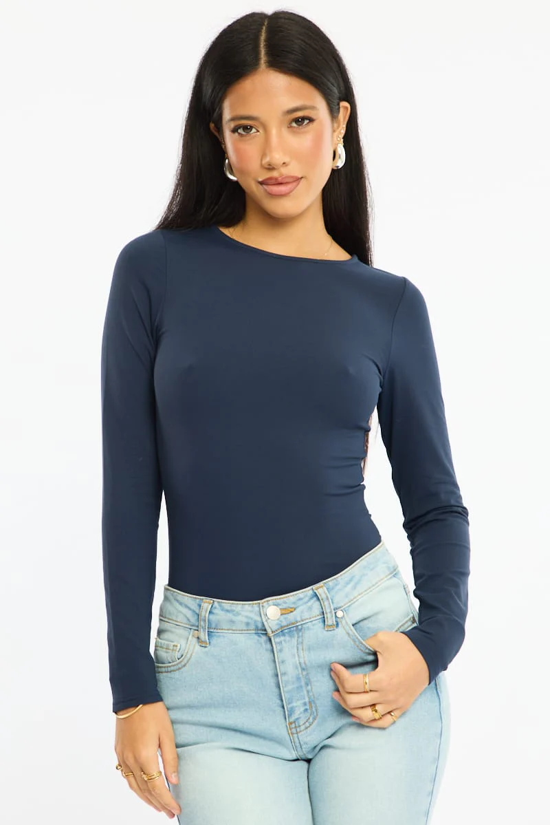 Blue Long Sleeve Supersoft Top - Image 3