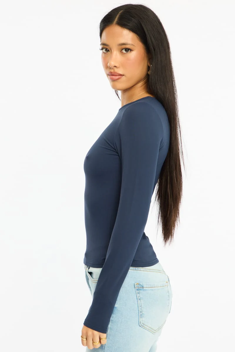 Blue Long Sleeve Supersoft Top - Image 4