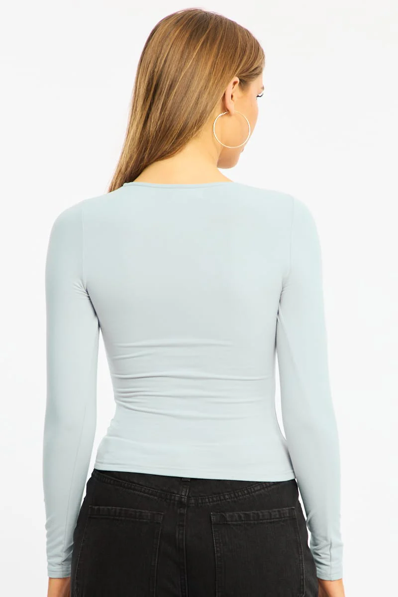 Blue Long Sleeve Supersoft Top - Image 4