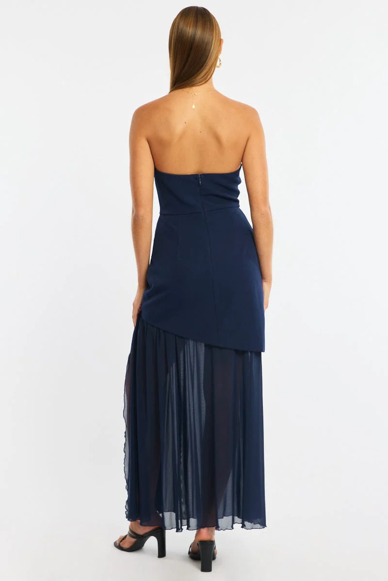 Blue Maxi Dress Strapless - Image 4
