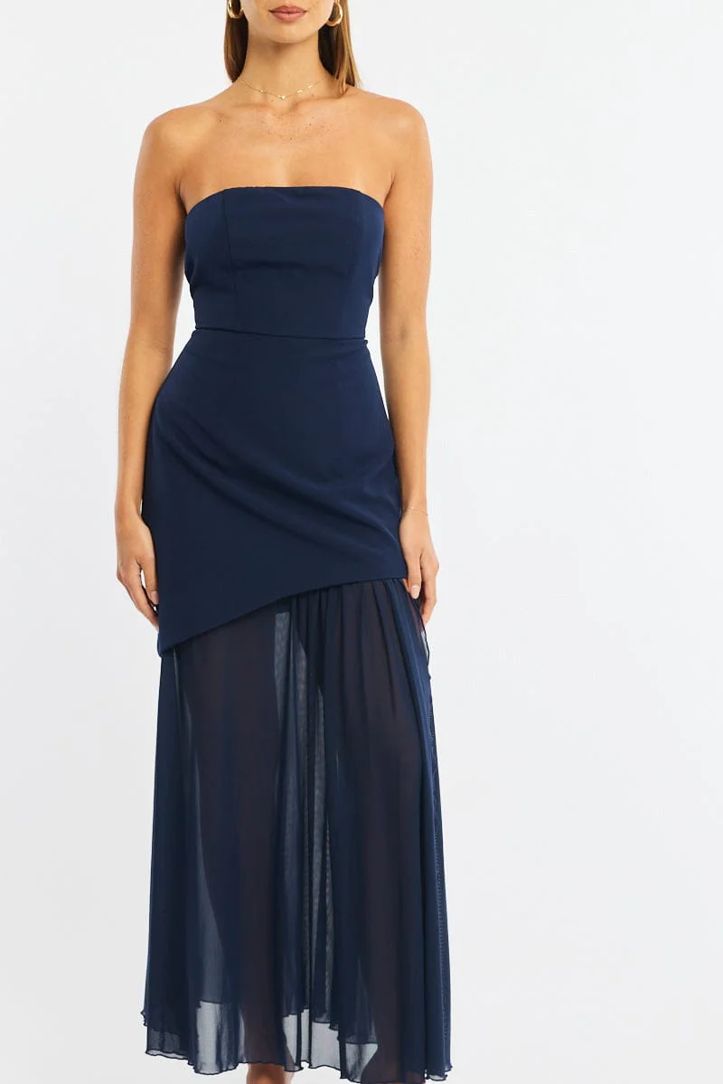 Blue Maxi Dress Strapless - Image 5