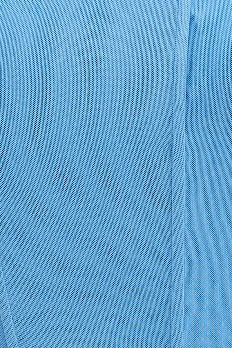 Blue Mesh Sleeveless Corset Detail Singlet Top - Image 6