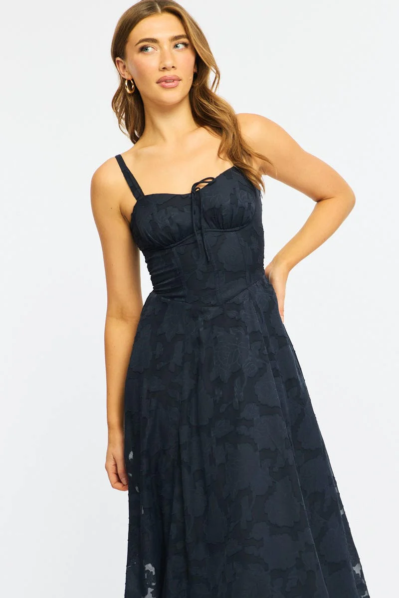 Blue Midi Dress Burn Out - Image 2