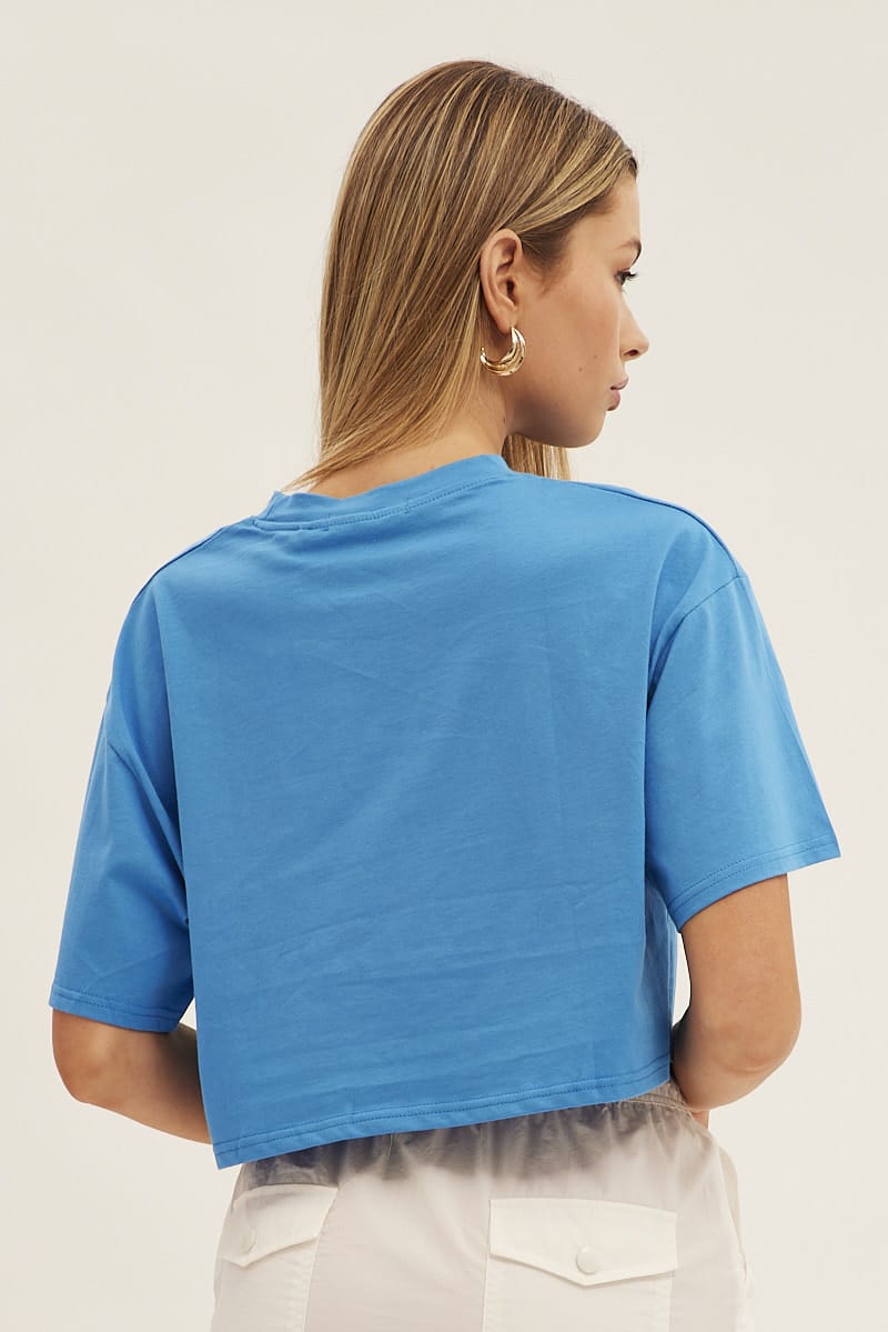 Blue Monterey Crew Short Sleeve Crop Graphic T-Shirt - Image 5