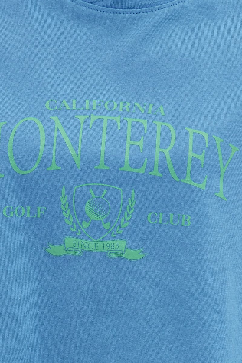 Blue Monterey Crew Short Sleeve Crop Graphic T-Shirt - Image 6