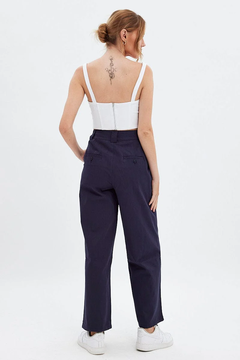 Blue Pant Straight Leg Turned Down Waist - Image 5
