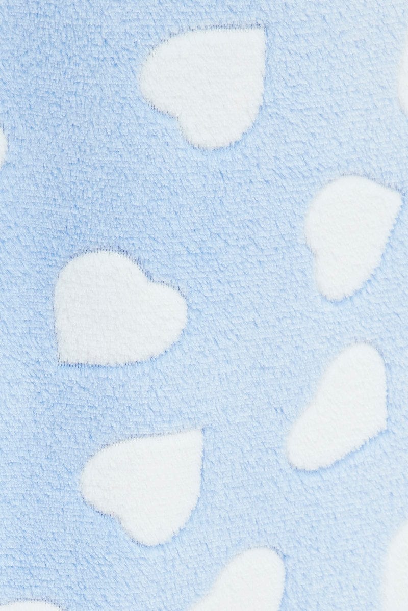 Blue Print Heart Print Cosy Blanket Hoodie PJ - Image 6