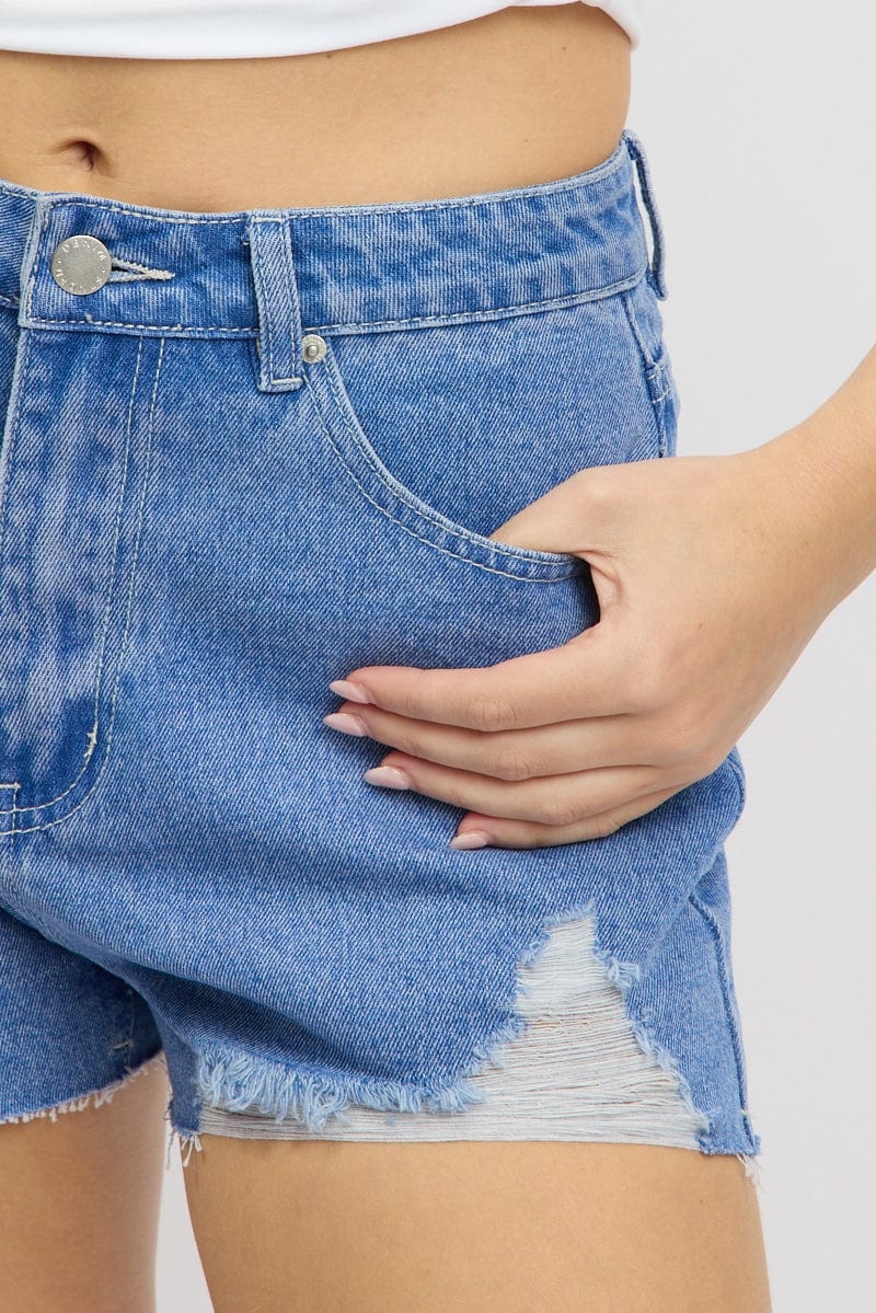 Blue Relaxed Shorts HIgh Rise - Image 6