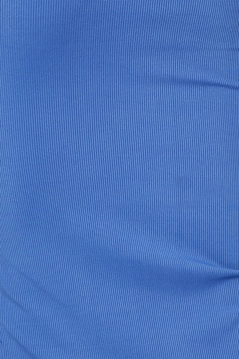 Blue Ribbed Bodycon Midi Skirt - Image 6