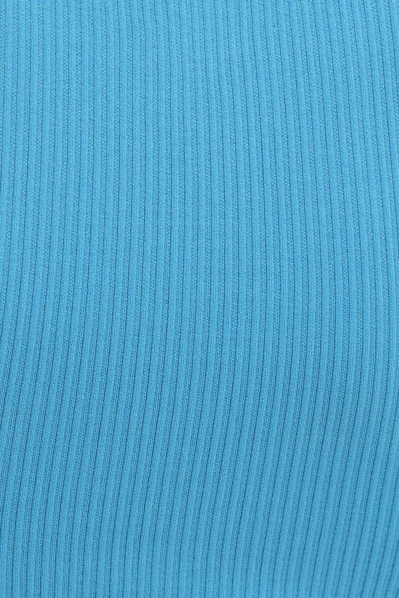 Blue Ruched Tank Top Crew Neck Seamless - Image 6