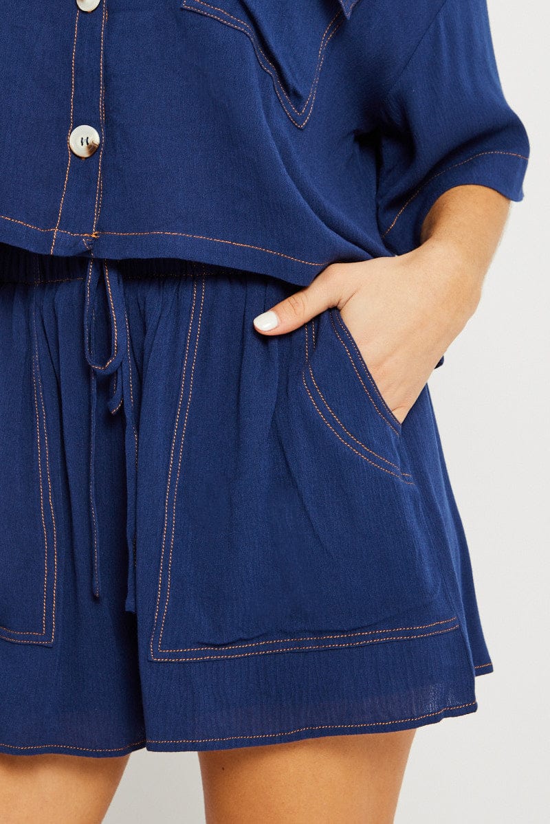 Blue Shorts Contrast Stitch - Image 6