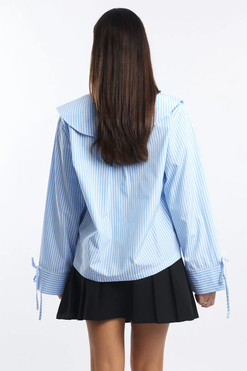 Blue Stripe Oversized Shirt - Image 4
