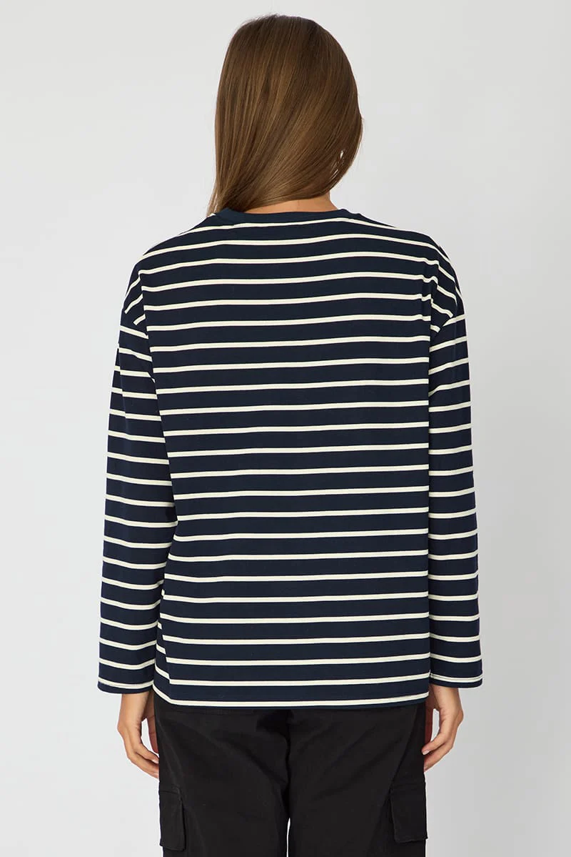 Blue Stripe Oversized Tee Long Sleeve - Image 6