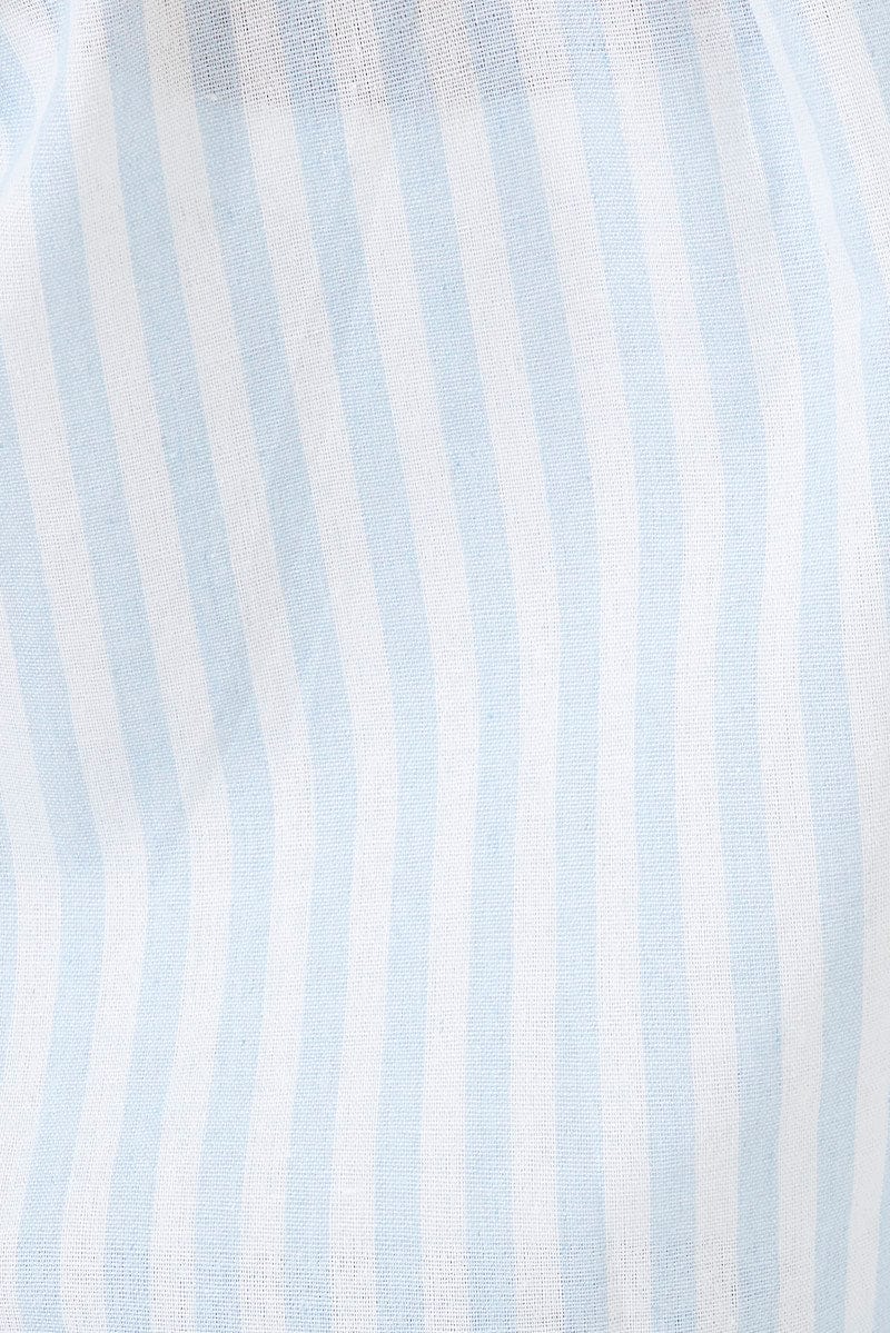 Blue Stripe Shirt Short Sleeve Collared Neck - Image 6