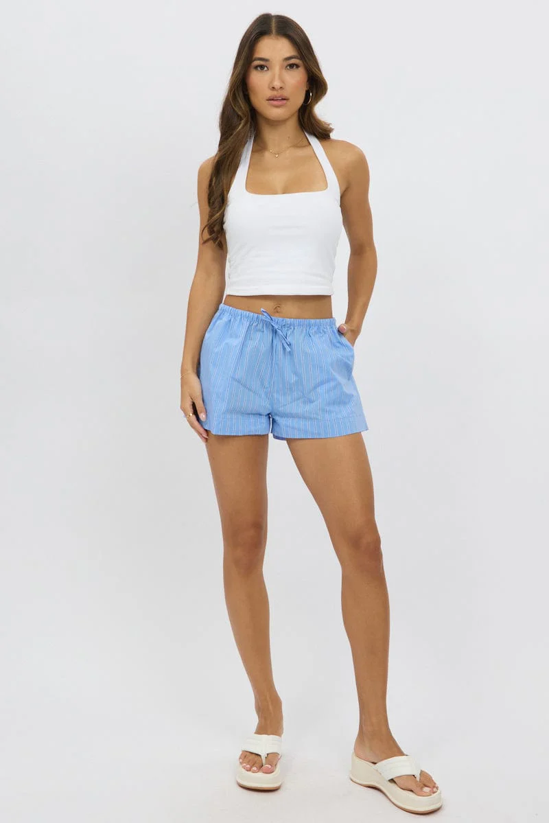 Blue Stripe Shorts Mid Rise - Image 2