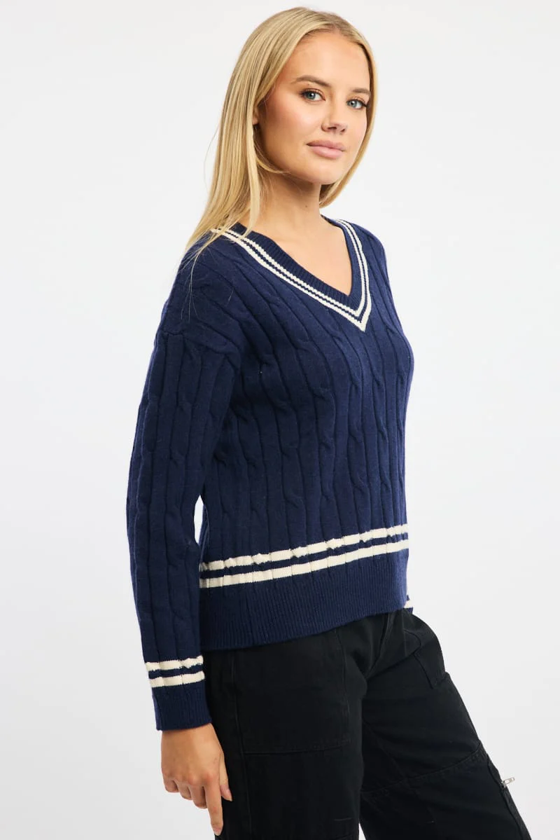Blue Stripped Cable Knit - Image 2
