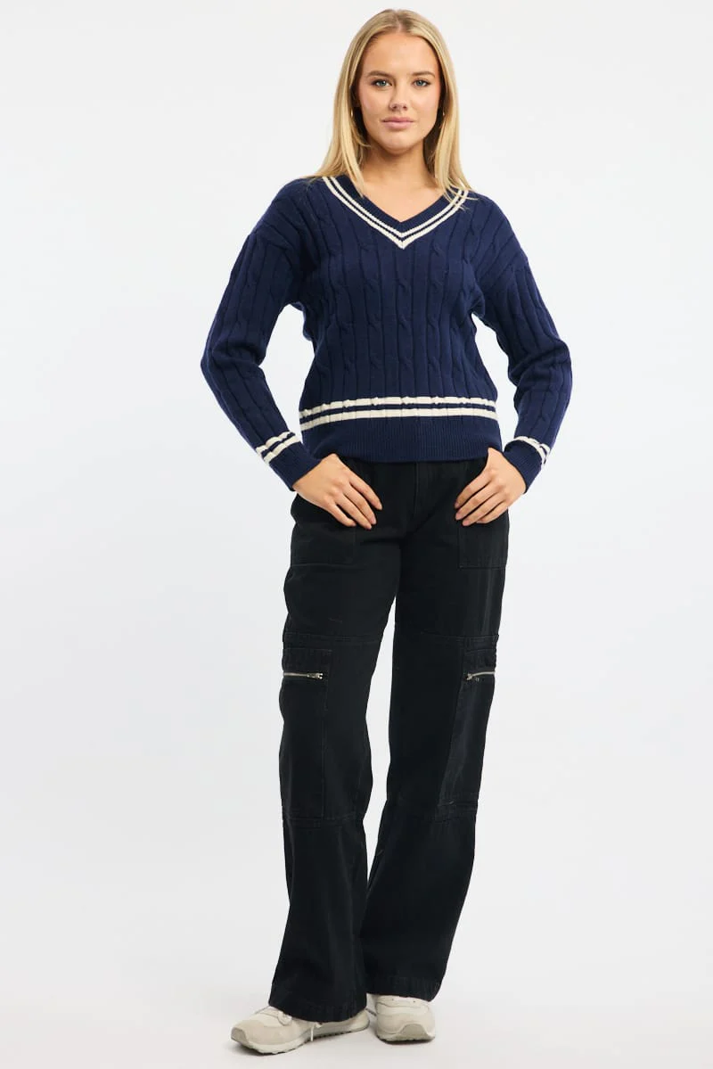 Blue Stripped Cable Knit - Image 3
