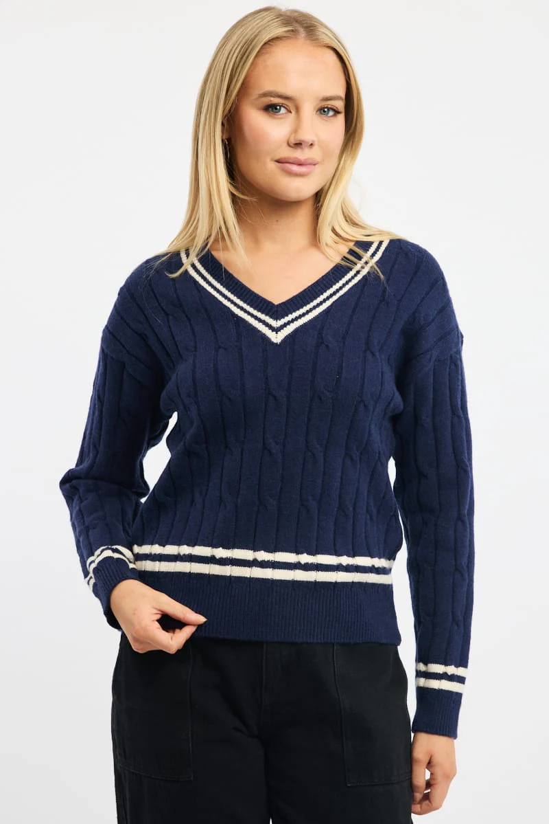 Blue Stripped Cable Knit - Image 4