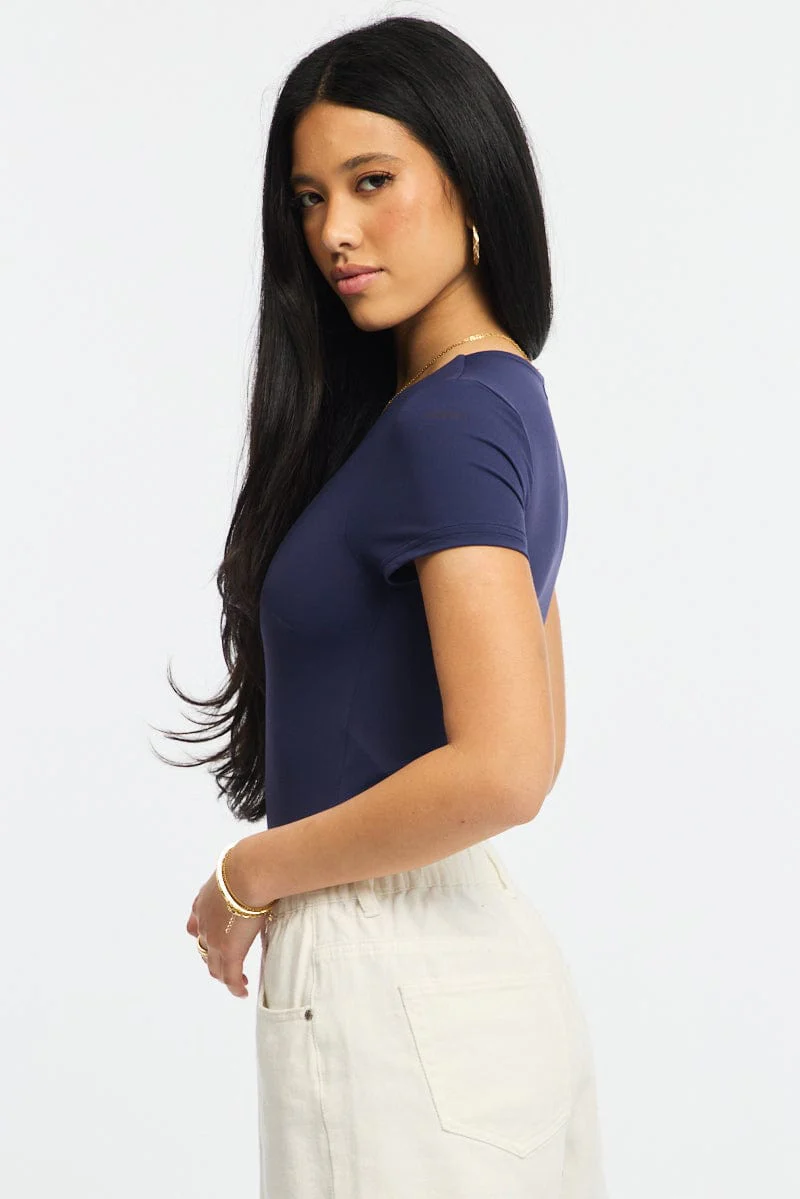Blue Supersoft Bodysuit Short Sleeve - Image 3