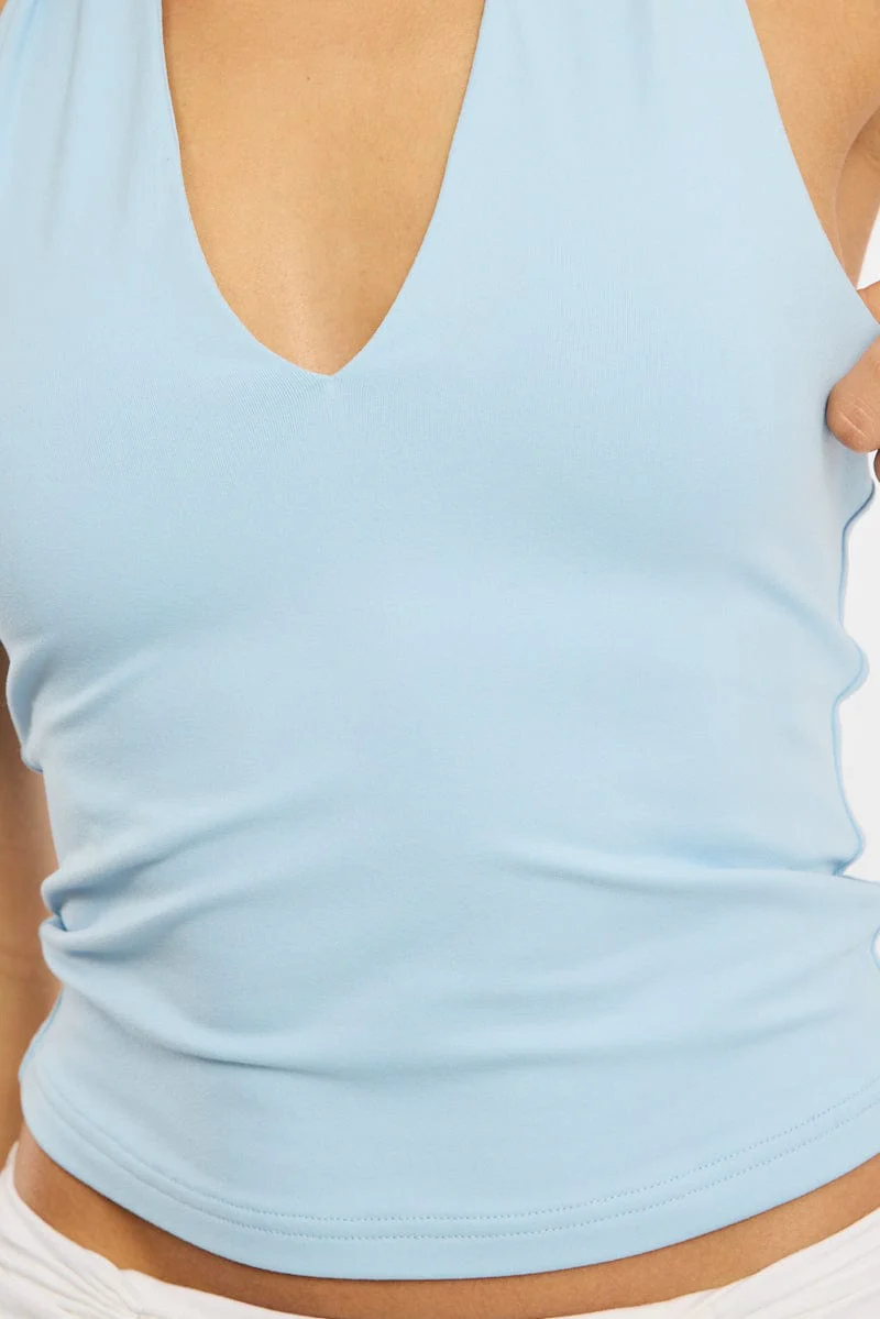 Blue Supersoft Halter Neck Top - Image 6