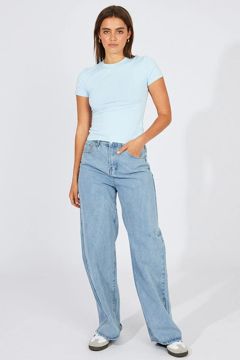 Blue Supersoft Top Short Sleeve Round Neck - Image 3
