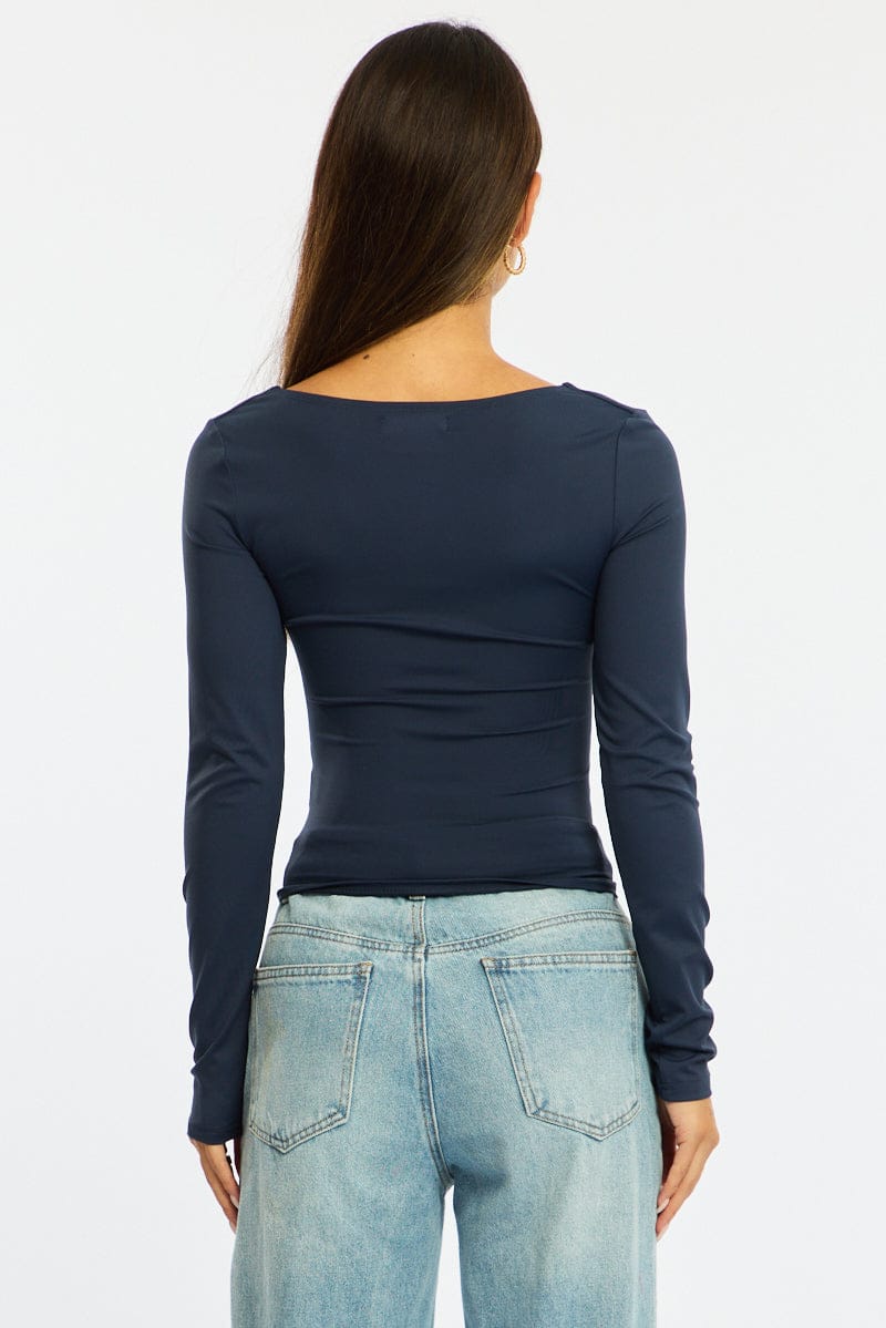 Blue Supersoft Top Square Neck Long Sleeve - Image 5
