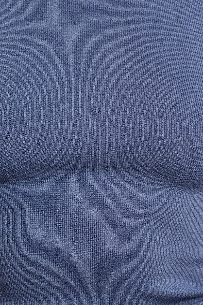 Blue T Shirt Short Sleeve Crew Neck Seamless - Image 6