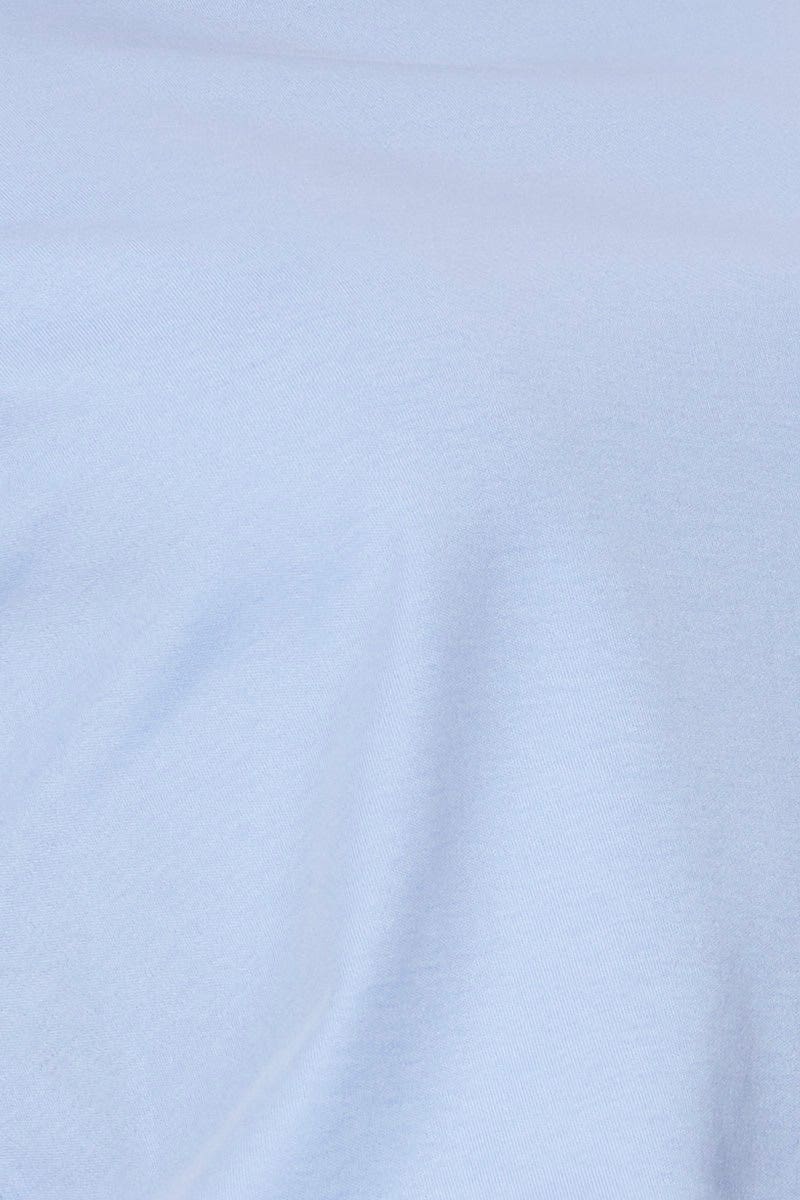 Blue T Shirt Short Sleeve Crop Crew Neck Cotton - Image 6