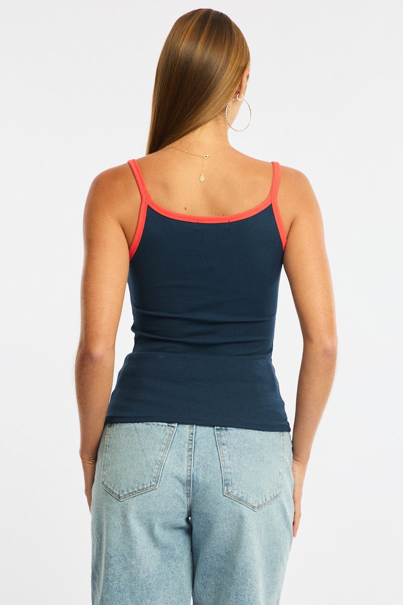 Blue Tank Top Sleeveless Rib - Image 4