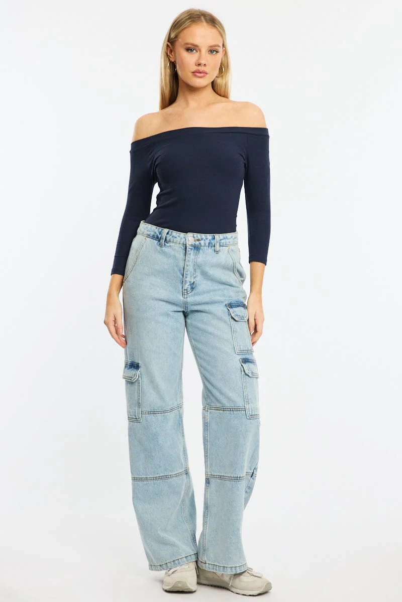 Blue Top 3/4 Sleeve - Image 2