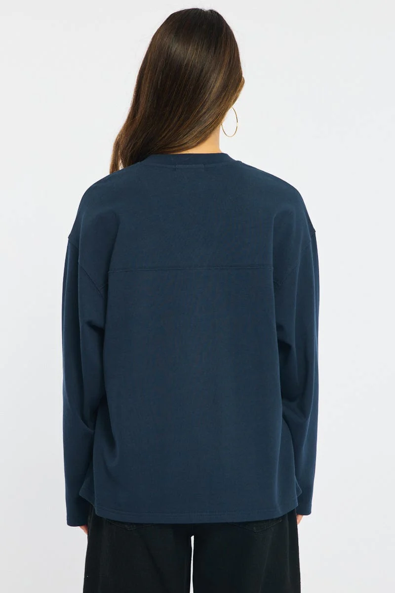 Blue V-neck Sweater Long Sleeve - Image 5