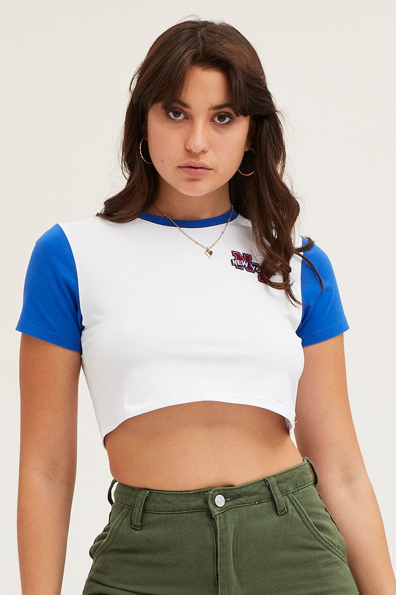 Blue Varsity Baby Tee - Image 5