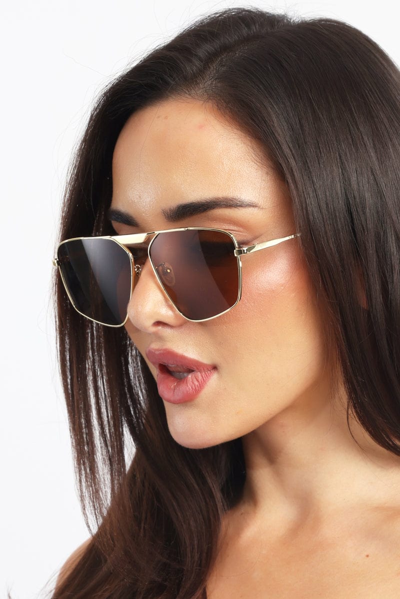 Brown Aviator Sunglasses - Image 2